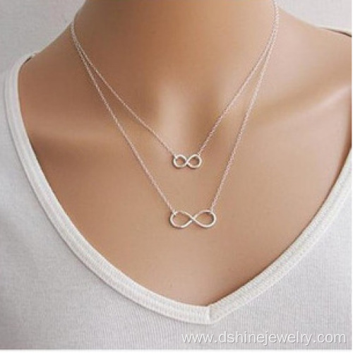 Multi Layers Infinity White Gold Chain Necklace Choker